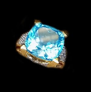 Topaz diamond yellow gold ring new